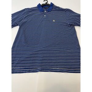 Brooks Brothers Performance Polo Shirt Blue w/Black White Stripe Men's Size XL